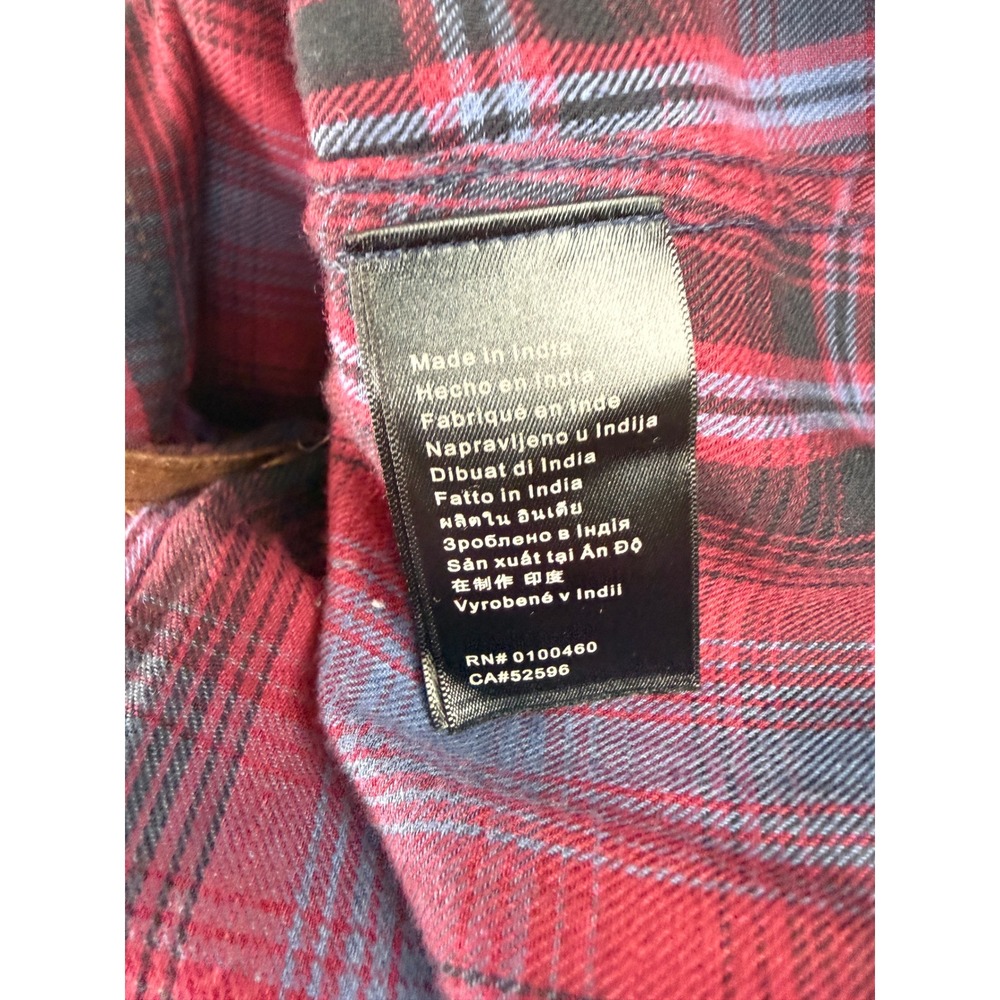 KAVU Shirt Dress Womens XXL Red Blue Plaid Flannel Button Up Elbow Patches - Picture 7 of 9